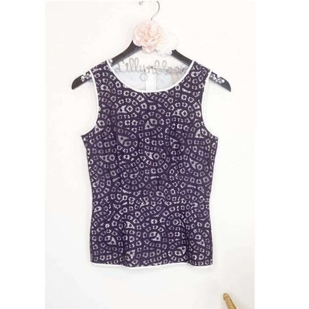 BANANA REPUBLIC Peplum Purple Lace Overlay Top